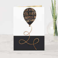 Happy Birthday Cool Black Balloon Gold Typography