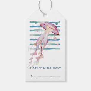 Happy Birthday, Cool JellyFish Seashore Gift Tags