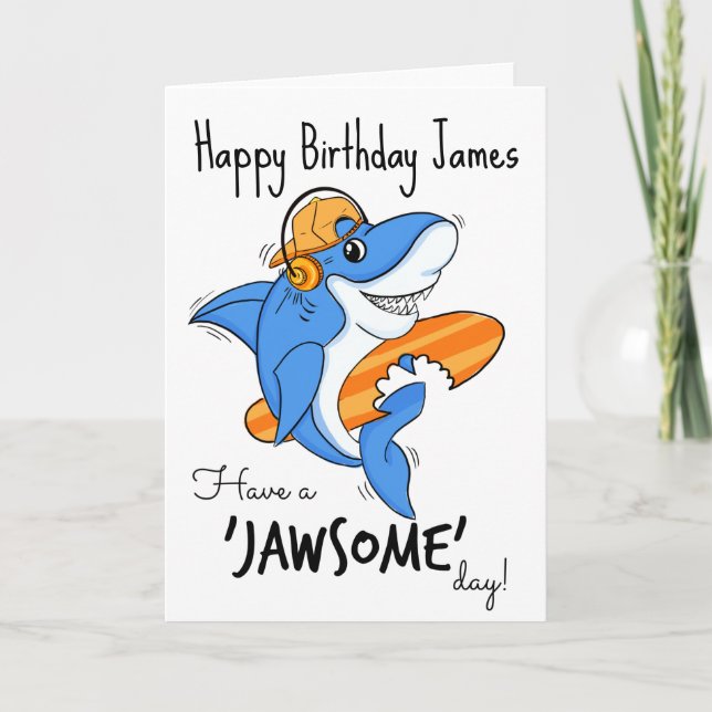 happy birthday Cool Shark Card (Front)