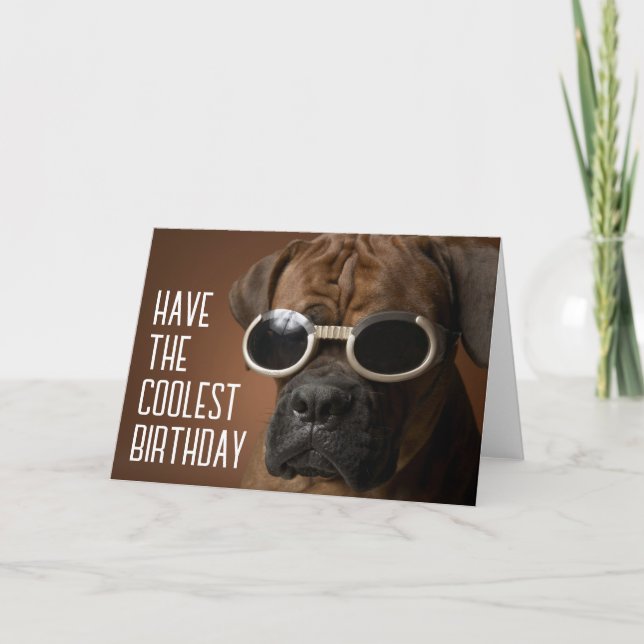 Happy Birthday | Cool Sunglasses Dog Card (Front)