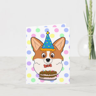 Happy Birthday Corgi Cartoon Card