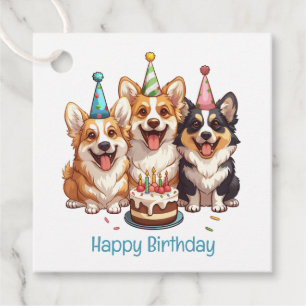 Happy Birthday Corgi Dogs Favour Tags