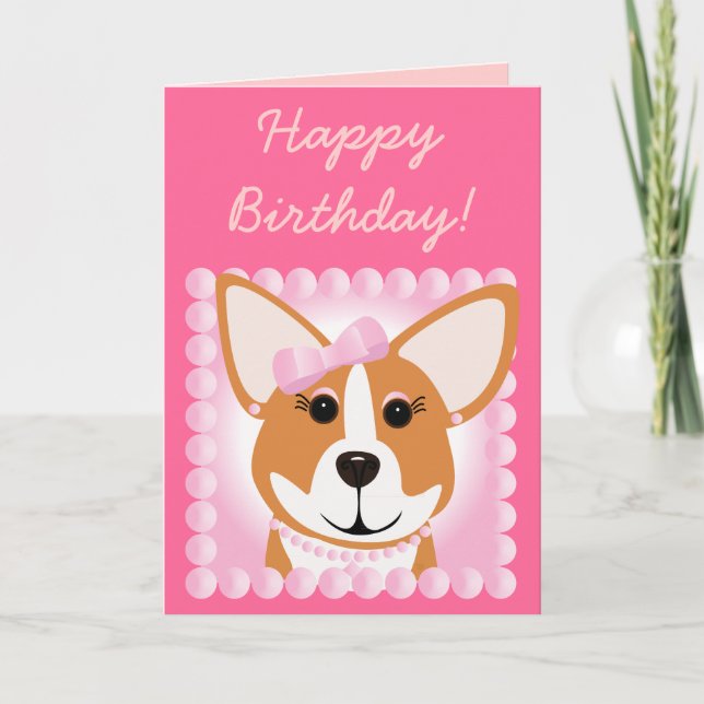 Happy Birthday! Corgi Lady Card (Front)