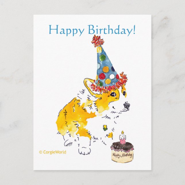 Happy Birthday Corgi Postcard (Front)