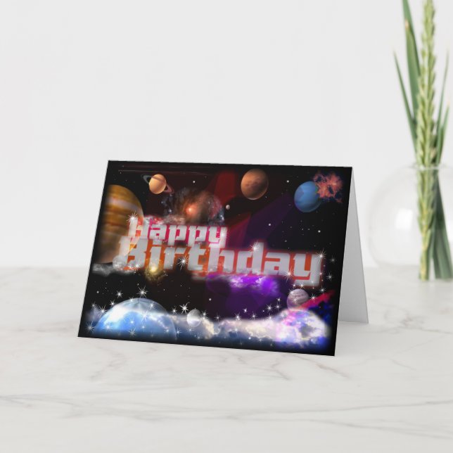 Happy Birthday Cosmic by valxart Card (Front)