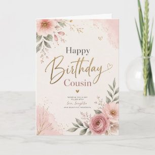 Happy Birthday Cousin Elegant Floral Greeting Card