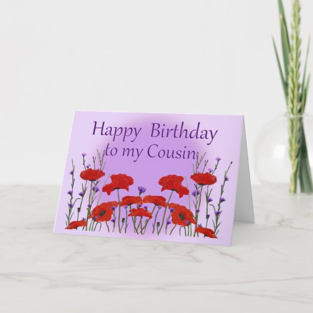 Happy Birthday Cousin, Field of Poppies Card (Front)