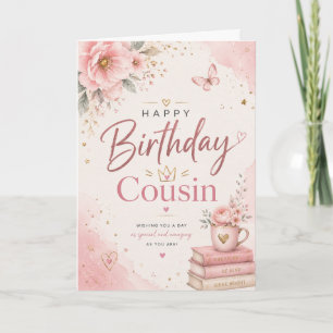 Happy Birthday Cousin Floral Watercolor Card