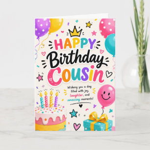 Happy Birthday Cousin Happy Balloons Kids Card