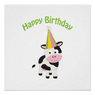 Happy birthday cow poster