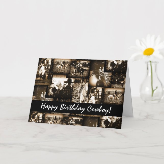 Happy Birthday Cowboy Rodeo Western Theme Birthday Card (Small Plant)