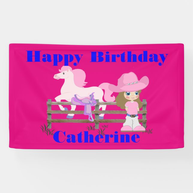 Happy Birthday Cowgirl Banner (Horizontal)