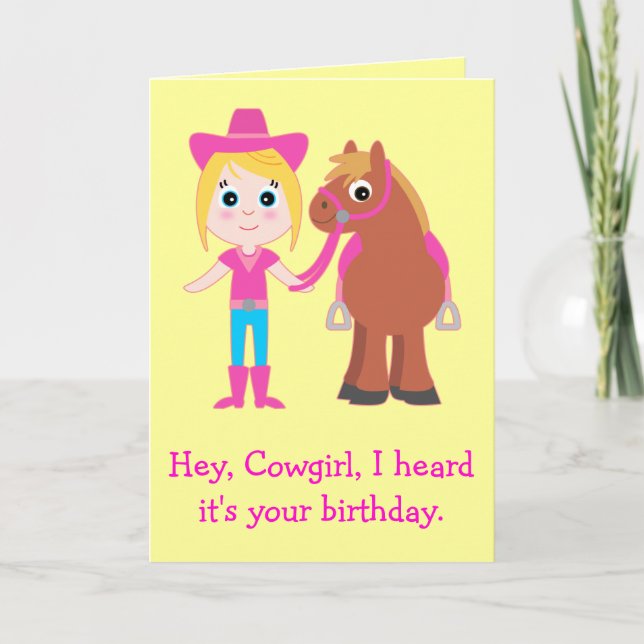 Happy Birthday, Cowgirl for Granddaughter Card (Front)