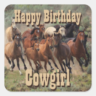 Happy Birthday Cowgirl Square Sticker