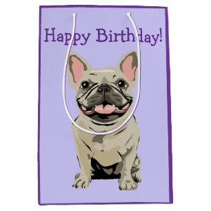 Happy birthday -Cream French Bulldog Medium Gift Bag