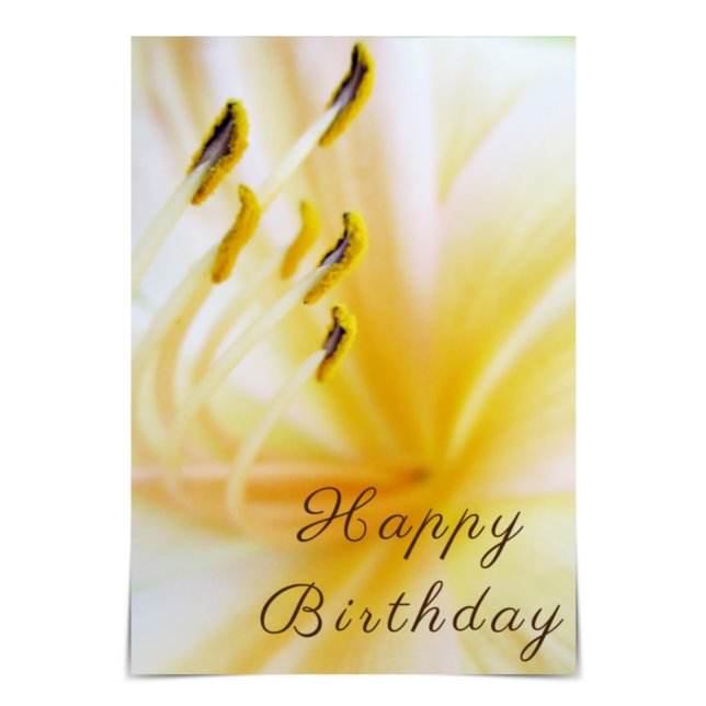 "Happy Birthday" Cream Lily Card (Creator Uploaded)