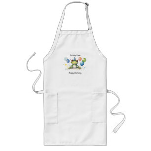 Happy Birthday CREW Whimsical cute frog balloons Long Apron