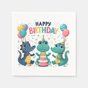Happy Birthday Crocodiles Napkin