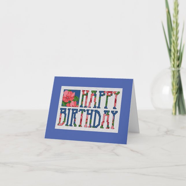 Happy Birthday Cross Stitch Card (Front)