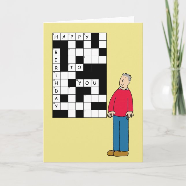 Happy Birthday Crossword Man Thank You Card (Front)