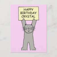 Happy Birthday Crystal Cartoon Cat