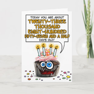 Happy Birthday Cupcake - 65 years old Card