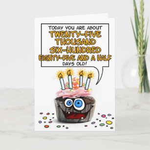 Happy Birthday Cupcake - 70 years old Card