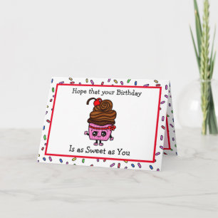 Happy Birthday, Cupcake and Sprinkles Pun Card