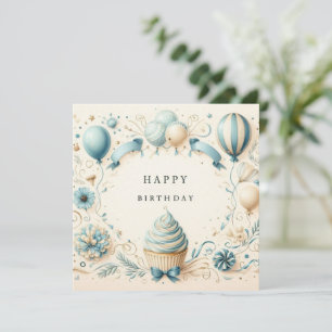 happy birthday cupcake card