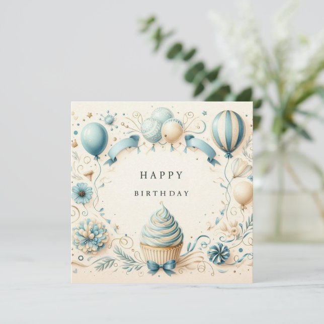 happy birthday cupcake card (Standing Front)