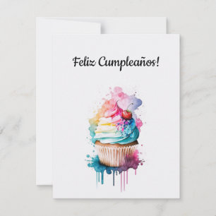 Happy Birthday Cupcake Card In Spanish