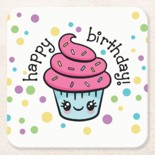 Happy Birthday Cupcake coasters
