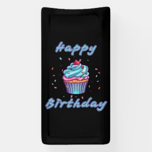 Happy Birthday Cupcake Confetti 2x1 Vinyl Banner