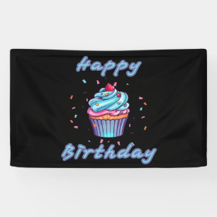 Happy Birthday Cupcake Confetti 3x5 Vinyl Banner