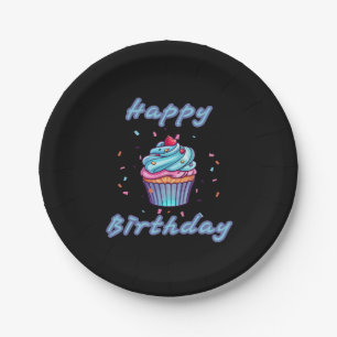 Happy Birthday Cupcake Confetti Paper Plates