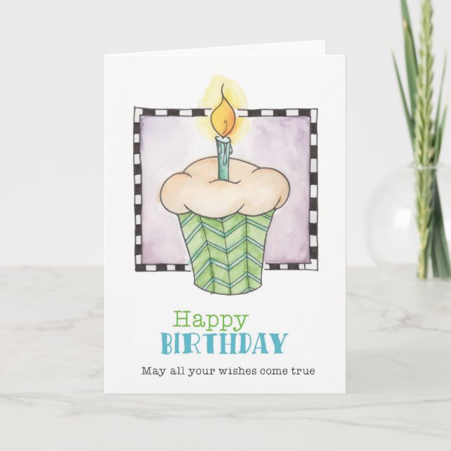 Happy Birthday Cupcake Greeting Card (Front)