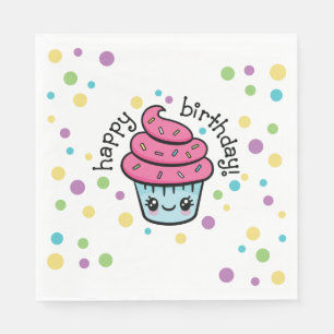 Happy Birthday Cupcake paper napkins