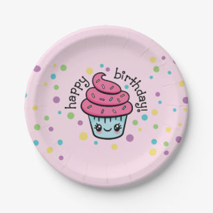 Happy Birthday Cupcake paper plates