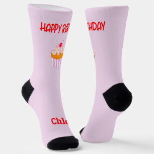 Happy Birthday Cupcake Personalised with Name Socks