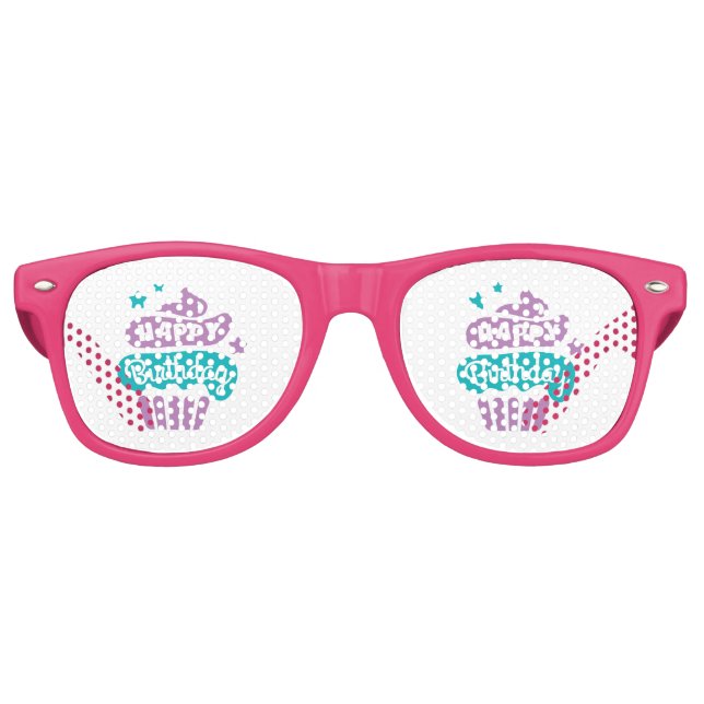 Happy Birthday Cupcake Retro Sunglasses (Front)