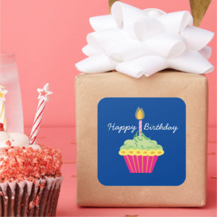 Happy Birthday Cupcake Square Sticker
