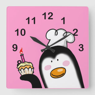 Happy birthday cupcake square wall clock