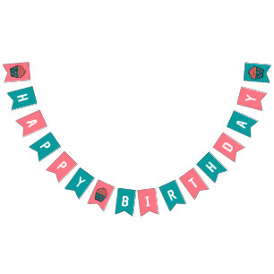 Happy Birthday Cupcake Theme Birthday Party  Bunting