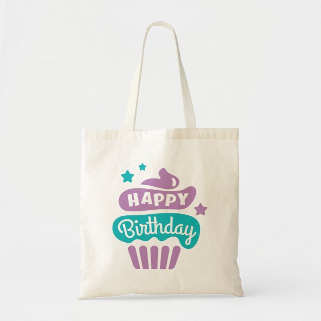 Happy Birthday Cupcake Tote Bag (Front)