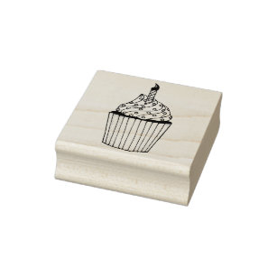 Happy Birthday Cupcake w/ Candle Sprinkles Stamp