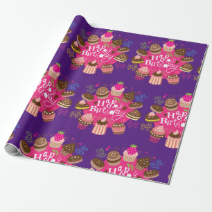 Happy Birthday Cupcake Wrapping Paper