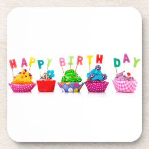 Happy Birthday Cupcakes Coaster