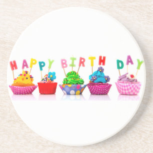 Happy Birthday Cupcakes Coaster