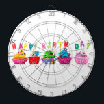 Happy Birthday Cupcakes Dartboard<br><div class="desc">Celebrate the Birthday Child/Adult with a special,  festive,  sweet,  cupcake picture. Fun and Colourful</div>