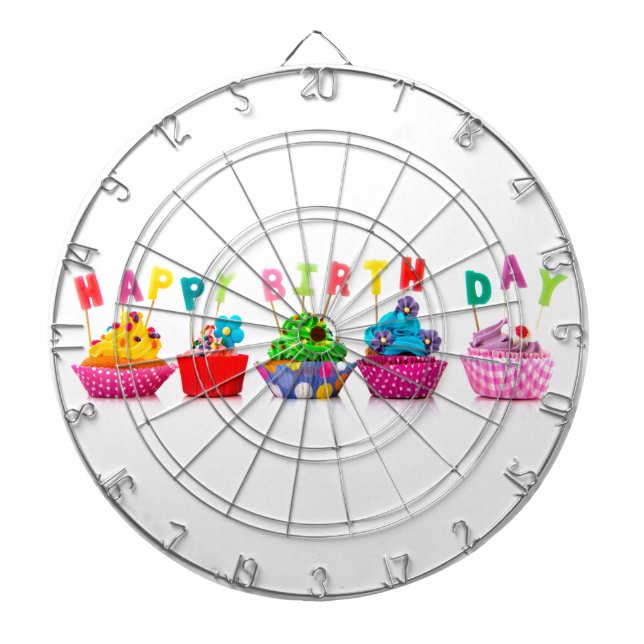 Happy Birthday Cupcakes Dartboard (Front)